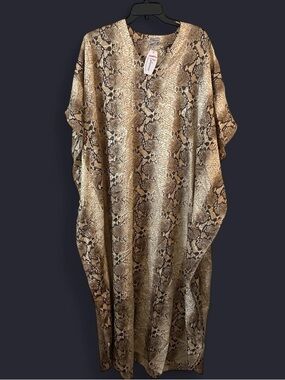 BellaMaya Snake Print Kaftan Dress Brown & Black luxury resort wear one size